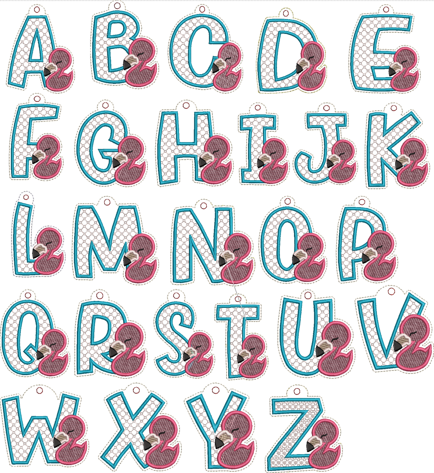Flamingo Alphabet Charms-Bag Tags