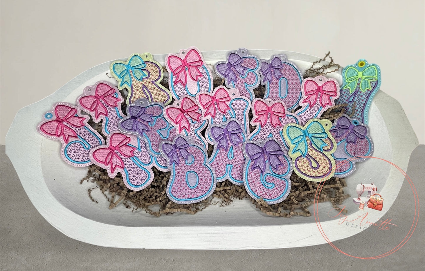 Large Bow Alphabet Charms-Bag Tags