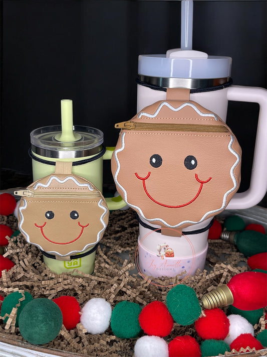 Round Gingerbread Tumbler Zipper Bag