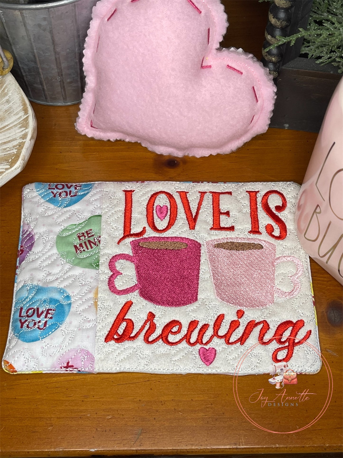 Love is Brewing Mug Rug