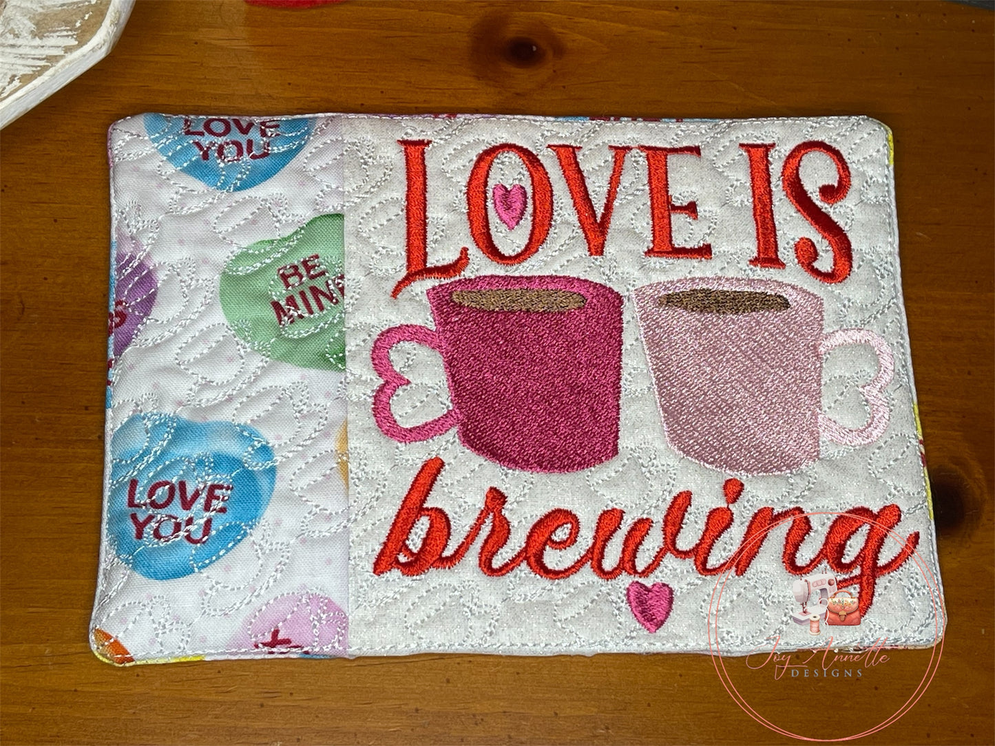 Love is Brewing Mug Rug