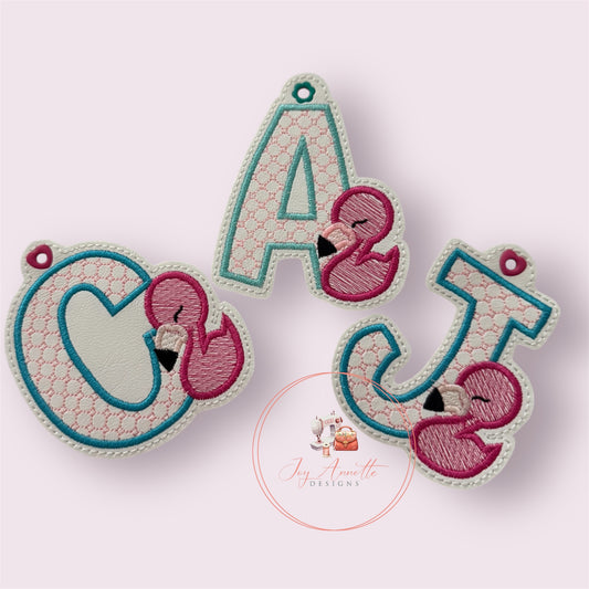 Flamingo Alphabet Charms-Bag Tags
